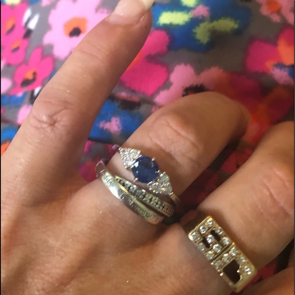 (SALE) .925 SS Blue Sapphire& Wh Sapp  GORGEOUS Dainty! - Picture 4 of 5